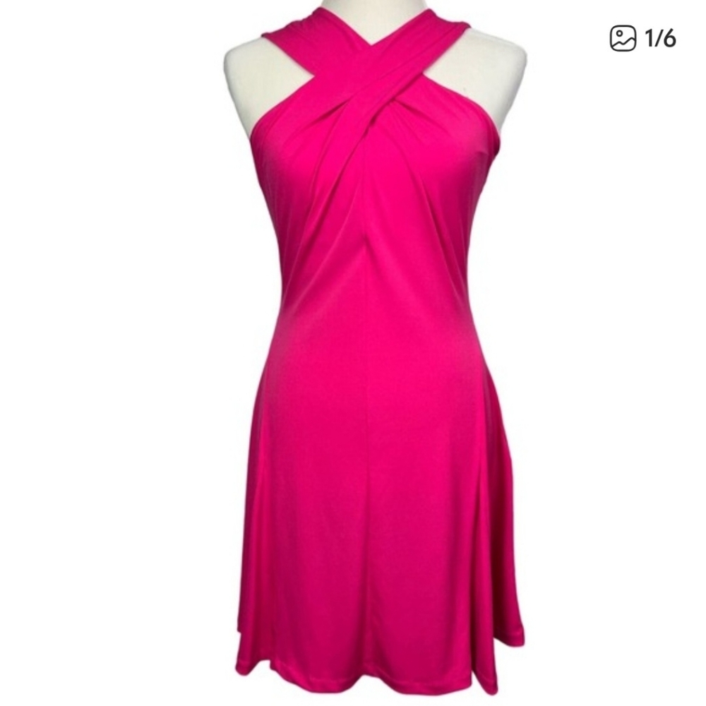 Michael Michael Kors Cross-Neck Fit & Flare Halter Sleeveless Dress Size 4